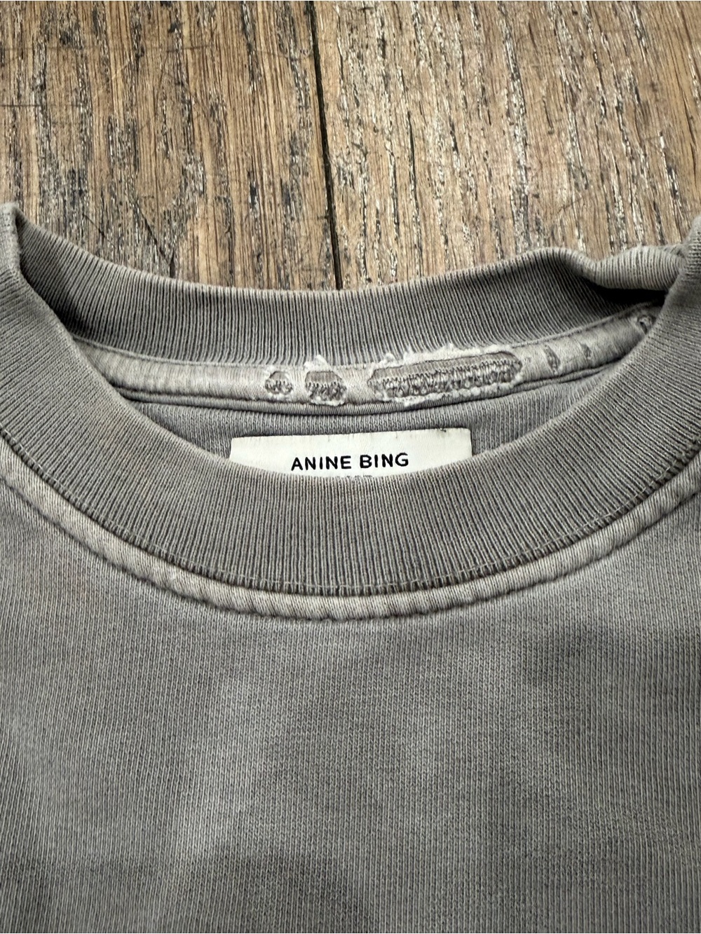 Anine Bing Sport sweatshirt with a vintage washed finish Gray Green Sz XS - Picture 4 of 13